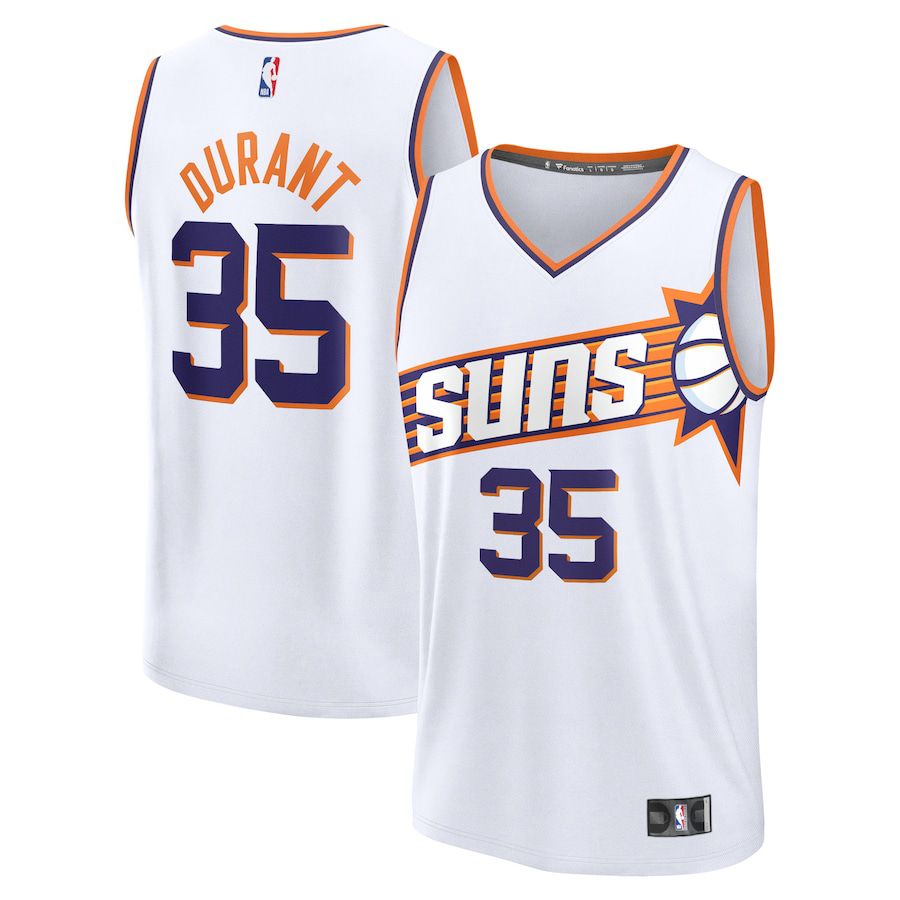 Men Phoenix Suns #35 Kevin Durant Fanatics Branded White Association Edition 2023-24 Fast Break Replica NBA Jersey->phoenix suns->NBA Jersey